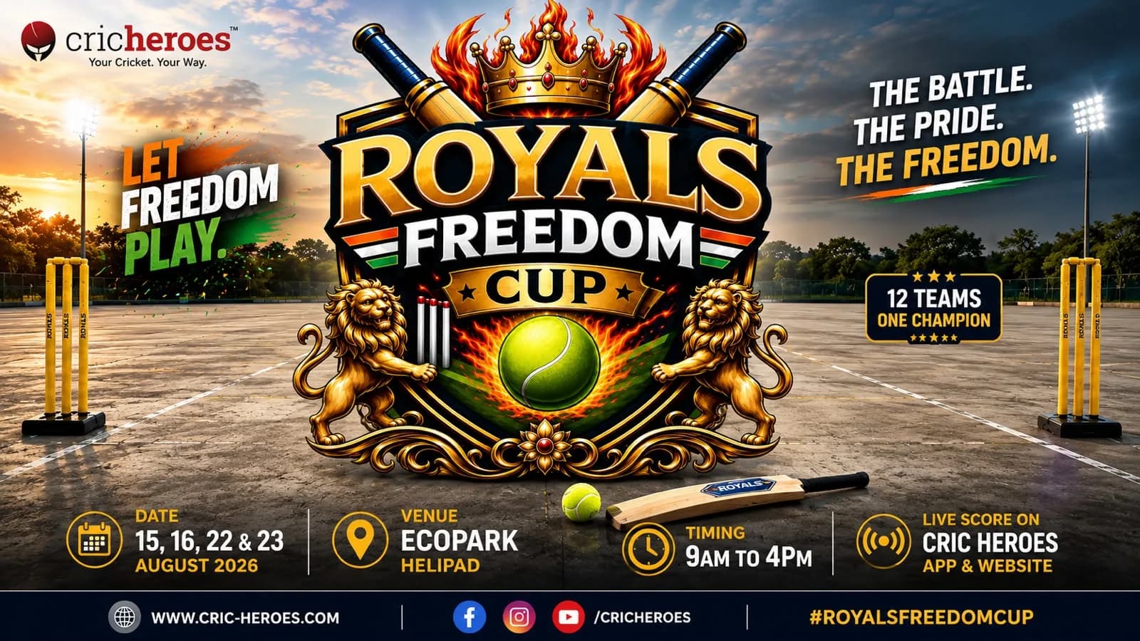 Royals Freedom Cup 2026: Rajarhat Royals Announce 12-Team Independence Day Cricket Tournament
