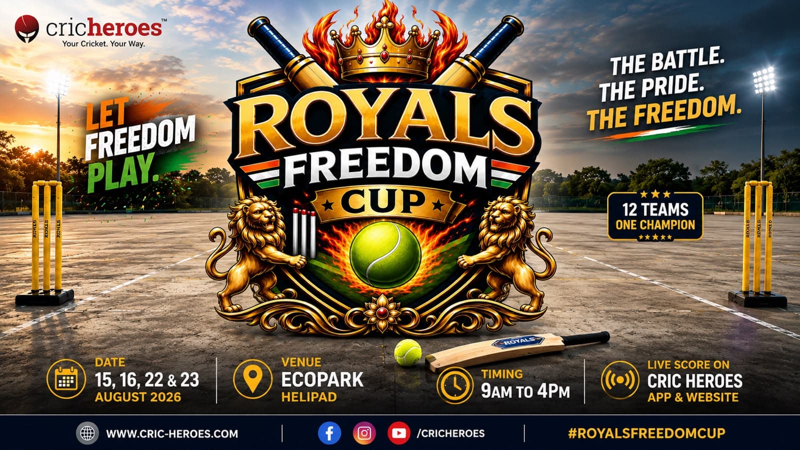 Royals Freedom Cup 2026: Rajarhat Royals Announce 12-Team Independence Day Cricket Tournament
